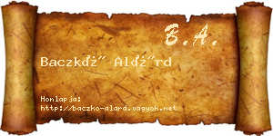 Baczkó Alárd névjegykártya